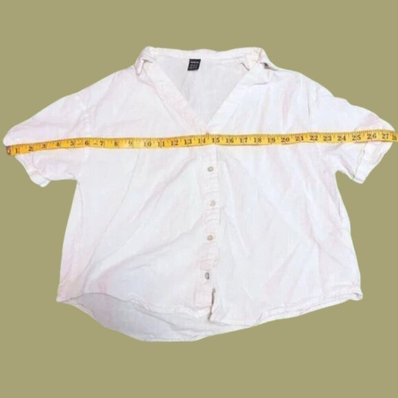 Shein Linen-Blend Cropped Button-Up Shirt – Size M (Casual Summer Style) - Picture 5 of 7